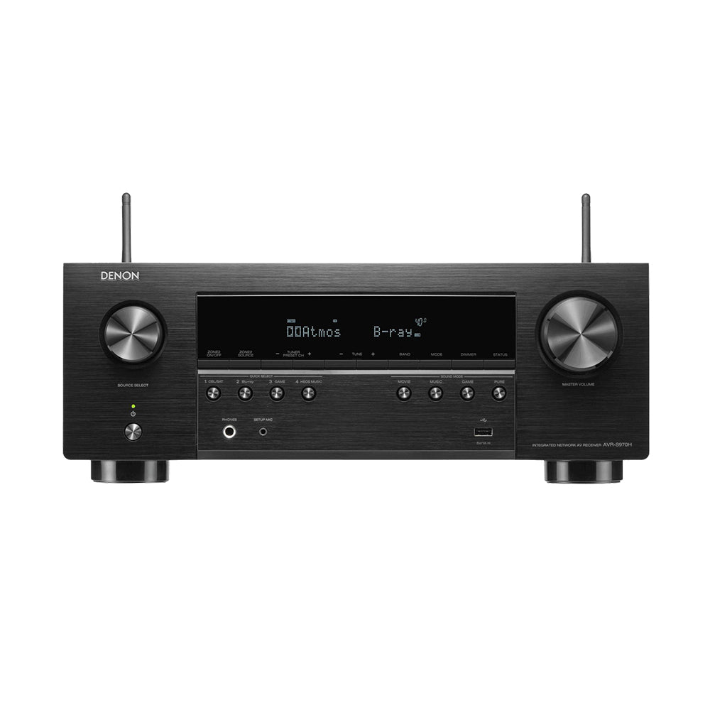 Denon AVRS970H 8K 7.2 Ch Dolby Atmos AV Receiver with Wharfedale Diamond 12.1i HCP 5.1 Speaker Package - Black Black
