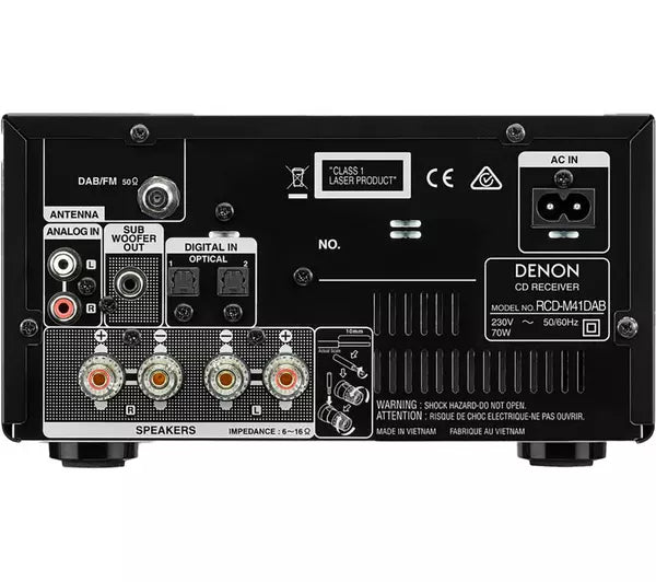 Denon DM41DAB DAB+ Mini HiFi System Black Black