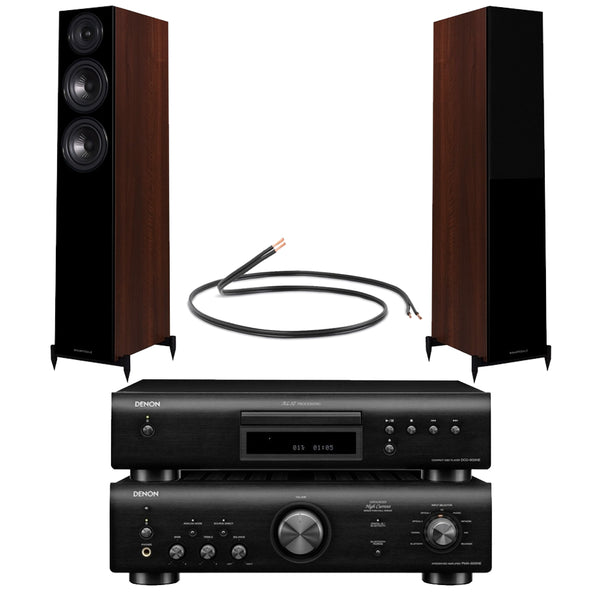 Denon PMA-600NE Amp & DCD-600NE CD Player Black with Wharfedale Diamond 12.3 Floorstanding Speakers Walnut Hi-Fi Bundle