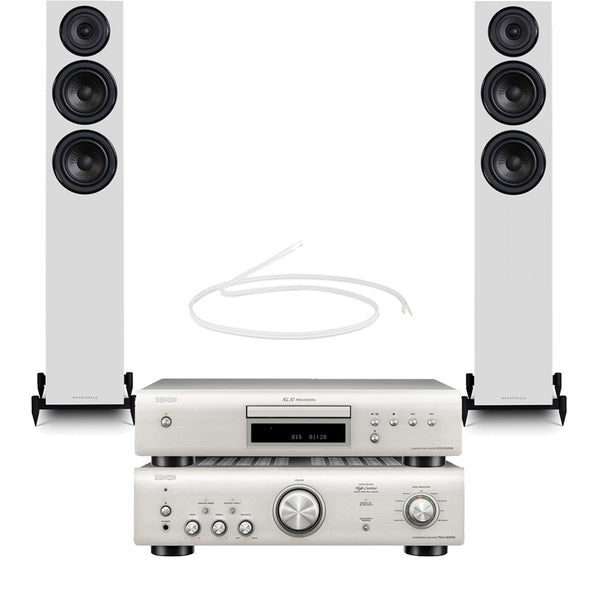 Denon PMA-600NE Amp & DCD-600NE CD Player Silver with Wharfedale Diamond 12.3 Floorstanding Speakers Light Oak Hi-Fi Bundle