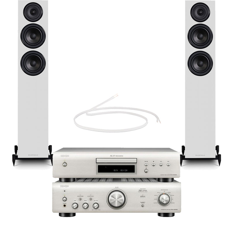 Denon PMA-600NE Amp & DCD-600NE CD Player Silver with Wharfedale Diamond 12.3 Floorstanding Speakers Light Oak Hi-Fi Bundle