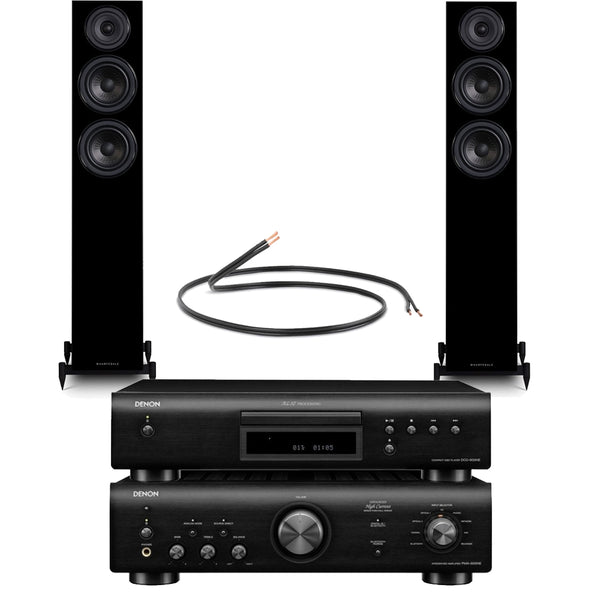 Denon PMA-600NE Amp & DCD-600NE CD Player with Wharfedale Diamond 12.3 Floorstanding Speakers Hi-Fi Bundle Black