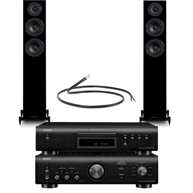 Denon PMA-600NE Amp & DCD-600NE CD Player with Wharfedale Diamond 12.3 Floorstanding Speakers Hi-Fi Bundle Black