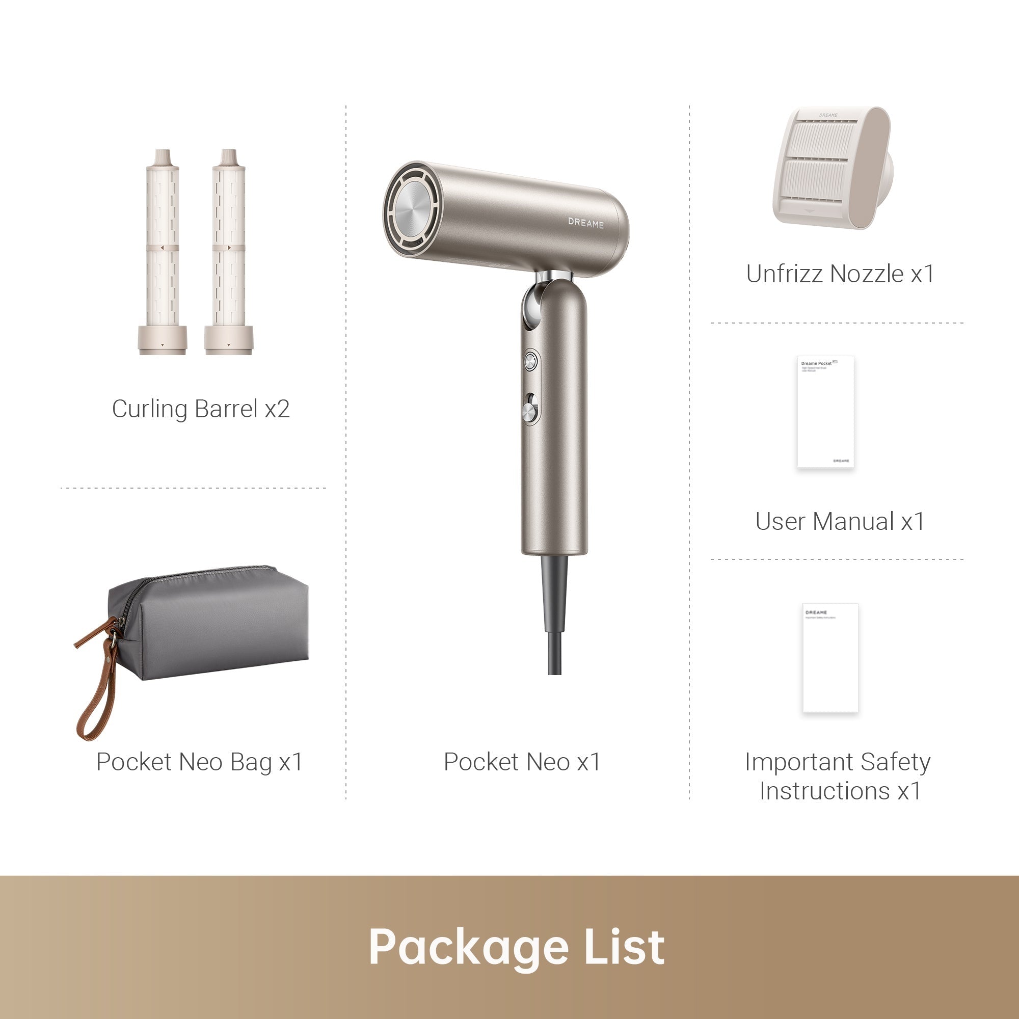 Dreame Pocket Neo High-Speed Hair Dryer Gold