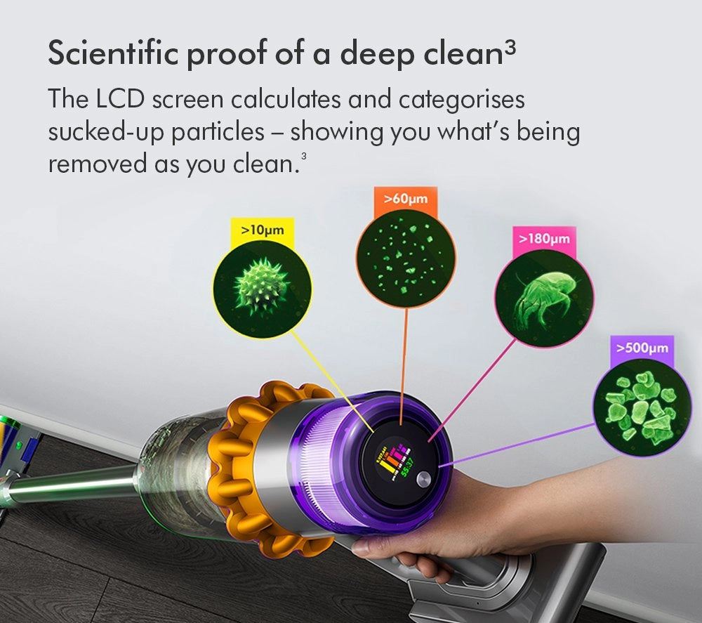 Dyson V15 Detect Total Clean Cordless Vacuum Cleaner Up To 60 Minutes Run Time Black V15TOTALCLEAN23 - CLEARANCE