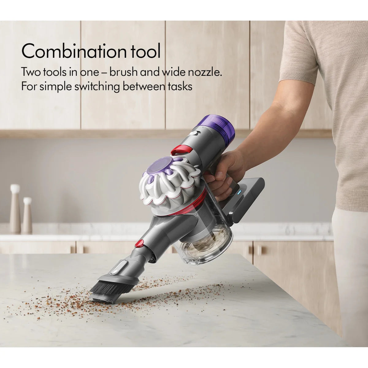 Dyson V8 Total Clean Cordless Stick Vacuum Cleaner up to 40 Minutes Run Time - Nickel & Black
