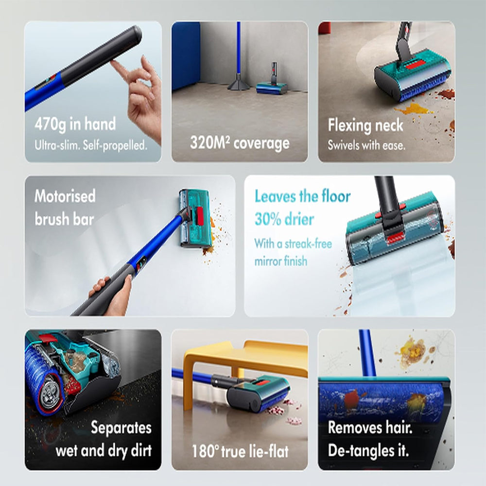 Dyson W1 PencilWash Wet and Dry Cordless Floor Cleaner with up to 45 Minutes Run Time - Ultra Blue