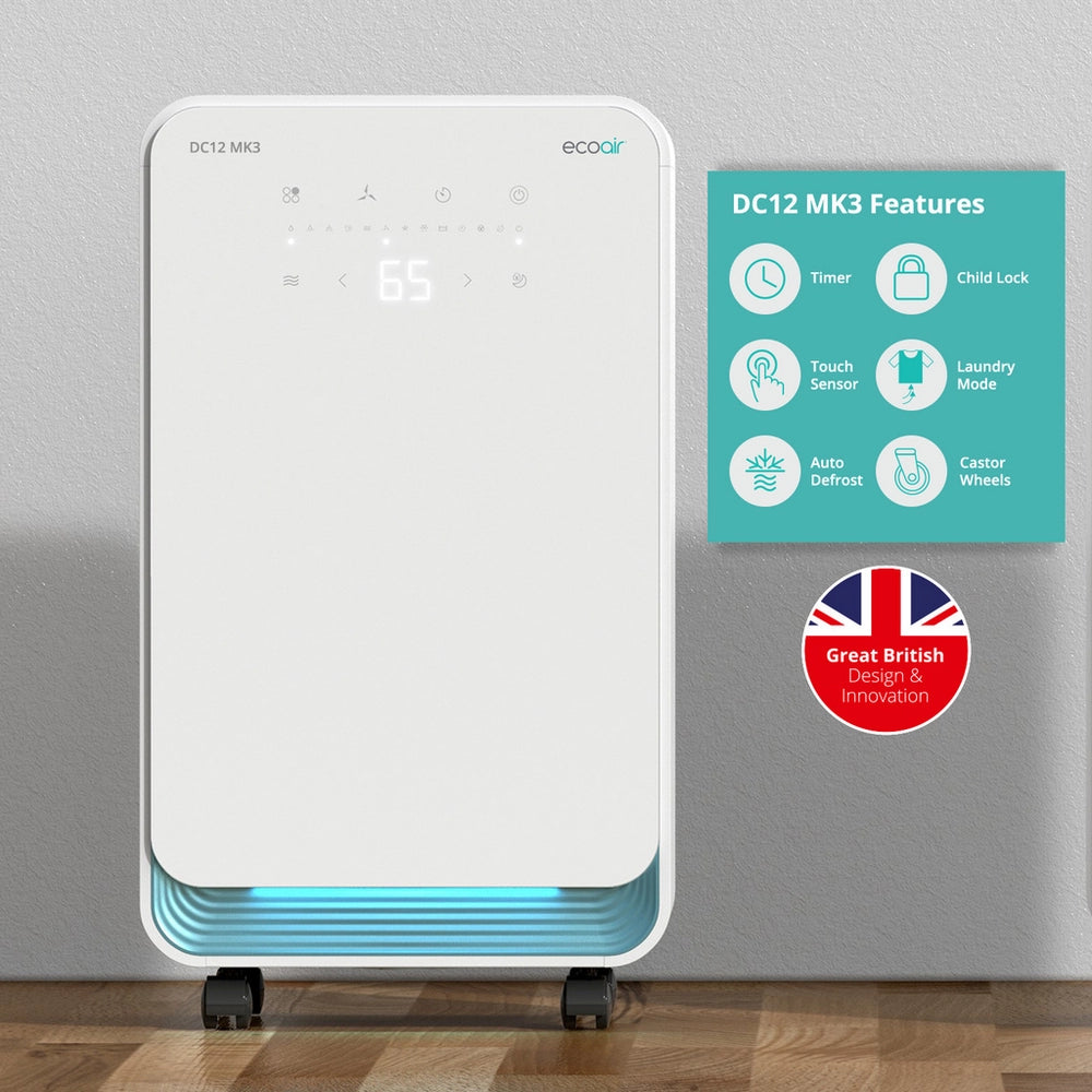 EcoAir DC12 MK3 Compressor Dehumidifier 12 Litres Per Day - White