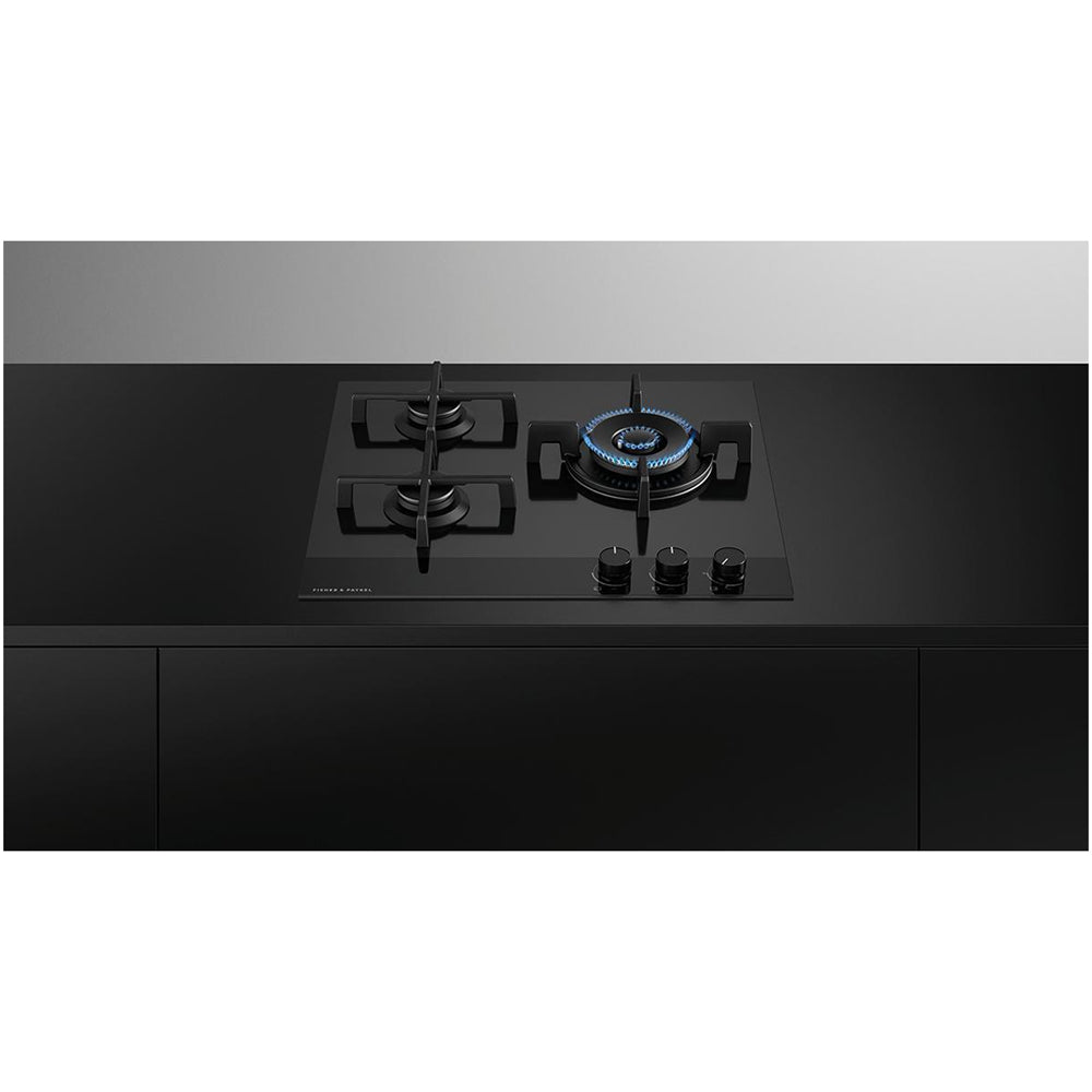 Fisher and Paykel CG603DLPGB4 Series 9 60cm 3 Burner Gas Hob Black Glass