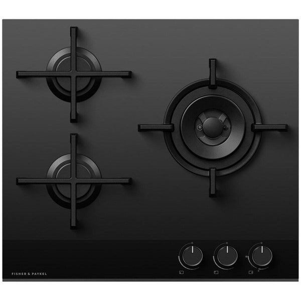 Fisher and Paykel CG603DNGGB4 Series 9 60cm 3 Burner Gas Hob Black Glass