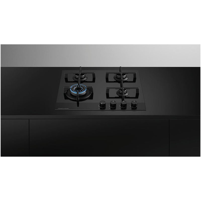 Fisher and Paykel CG604DLPGB4 Fisher & Paykel CG604DLPGB4 60cm 4 Burner Gas Hob in Black Glass