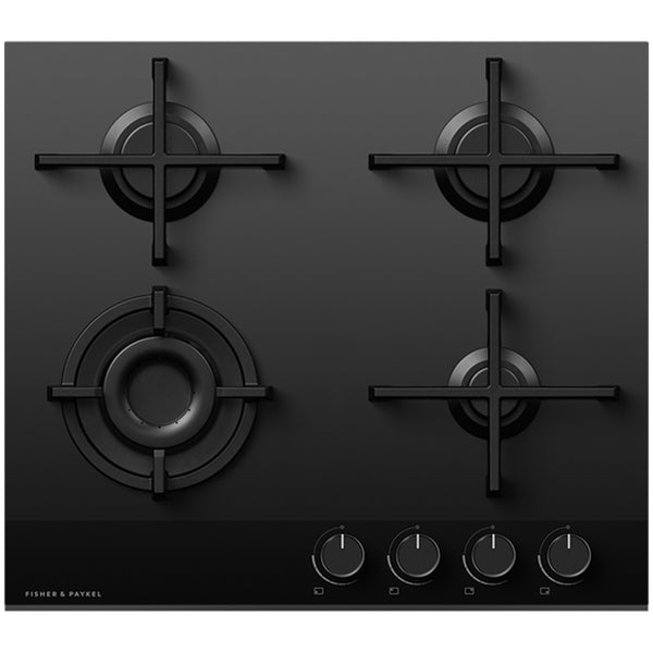 Fisher and Paykel CG604DLPGB4 Fisher & Paykel CG604DLPGB4 60cm 4 Burner Gas Hob in Black Glass