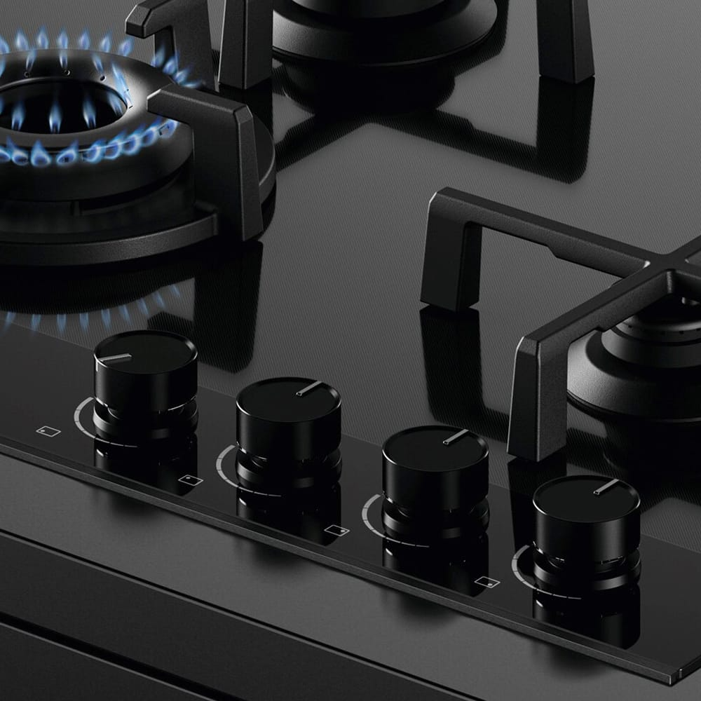 Fisher and Paykel CG604DNGGB4 Fisher & Paykel CG604DNGGB4 60cm 4 Burner Gas Hob - Black Glass
