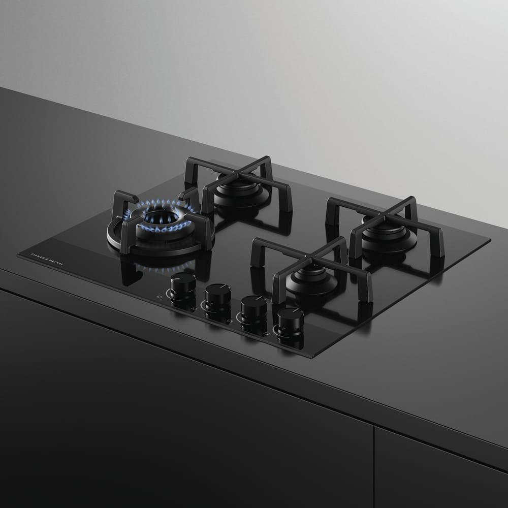 Fisher and Paykel CG604DNGGB4 Fisher & Paykel CG604DNGGB4 60cm 4 Burner Gas Hob - Black Glass