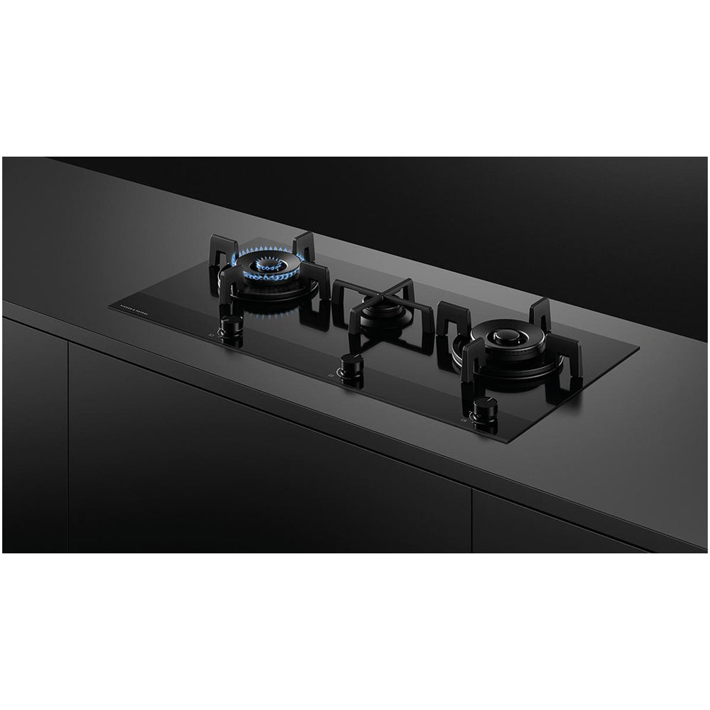 Fisher and Paykel CG903DLPGB4 Fisher & Paykel CG903DLPGB4 90cm 3 Burner Gas Hob - Black Glass