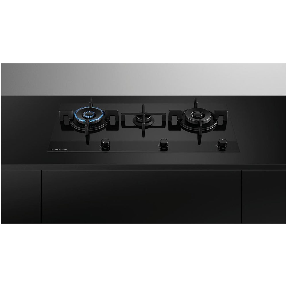 Fisher and Paykel CG903DLPGB4 Fisher & Paykel CG903DLPGB4 90cm 3 Burner Gas Hob - Black Glass