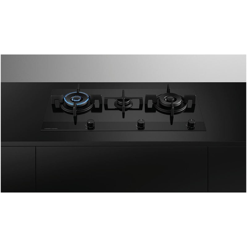 Fisher and Paykel CG903DLPGB4 Fisher & Paykel CG903DLPGB4 90cm 3 Burner Gas Hob - Black Glass