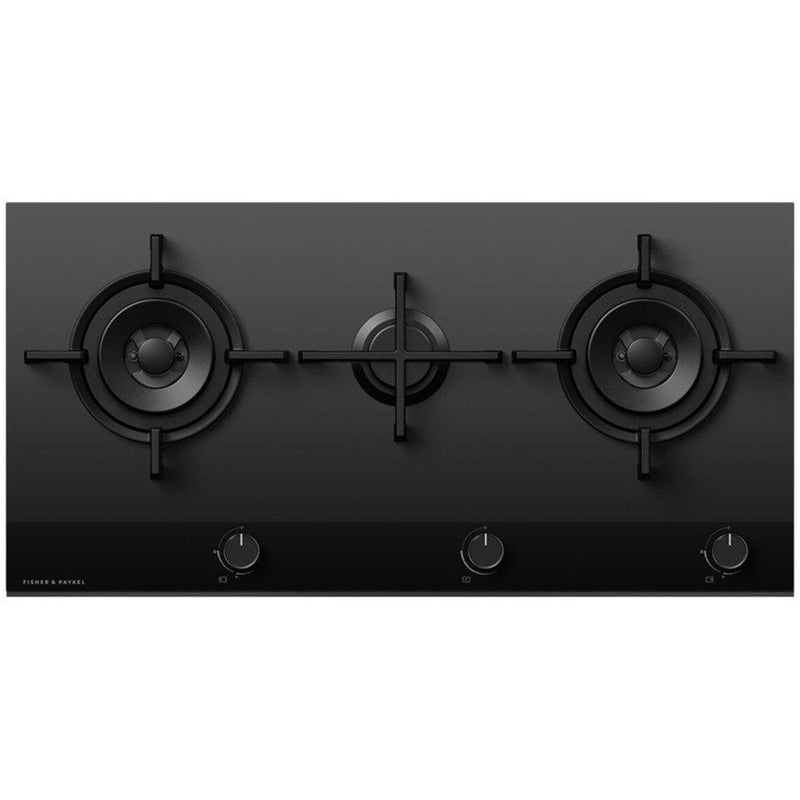 Fisher and Paykel CG903DLPGB4 Fisher & Paykel CG903DLPGB4 90cm 3 Burner Gas Hob - Black Glass