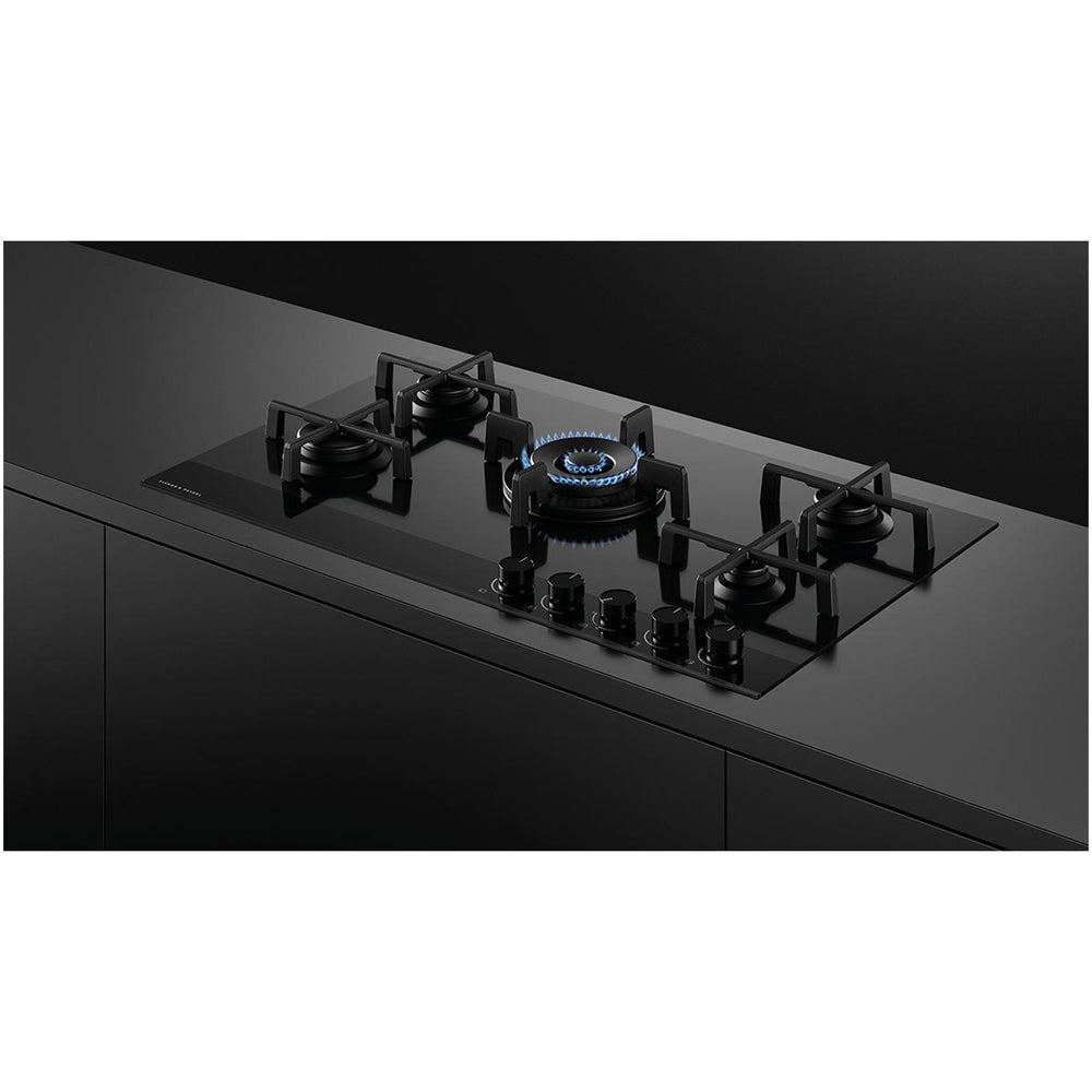 Fisher and Paykel CG905DLPGB4 Fisher & Paykel CG905DLPGB4 90cm 5 Burner Gas Hob - Black Glass