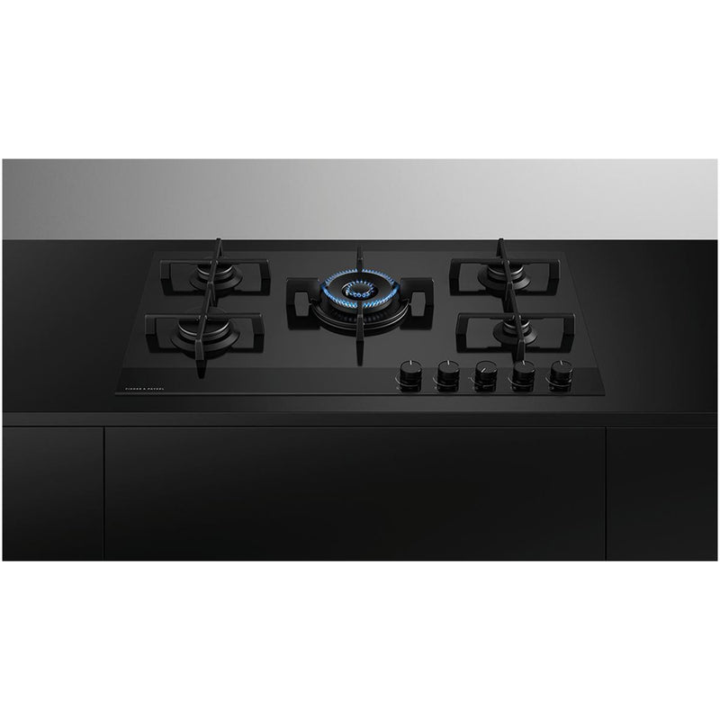 Fisher and Paykel CG905DLPGB4 Fisher & Paykel CG905DLPGB4 90cm 5 Burner Gas Hob - Black Glass
