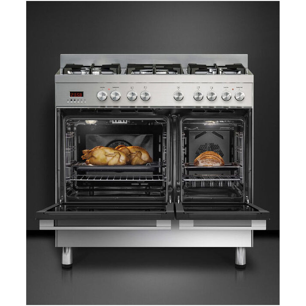 Fisher and Paykel OR90L7DBGFX1 Series 7 Contemporary Dual Fuel Range Cooker With Gas Hob Stainless Steel