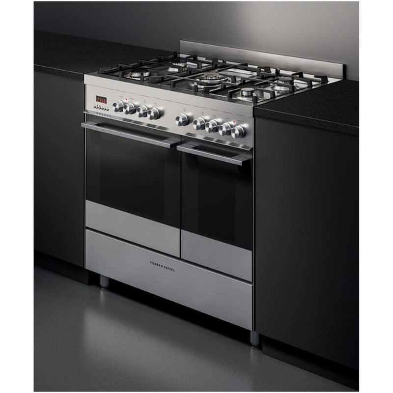 Fisher and Paykel OR90L7DBGFX1 Series 7 Contemporary Dual Fuel Range Cooker With Gas Hob Stainless Steel
