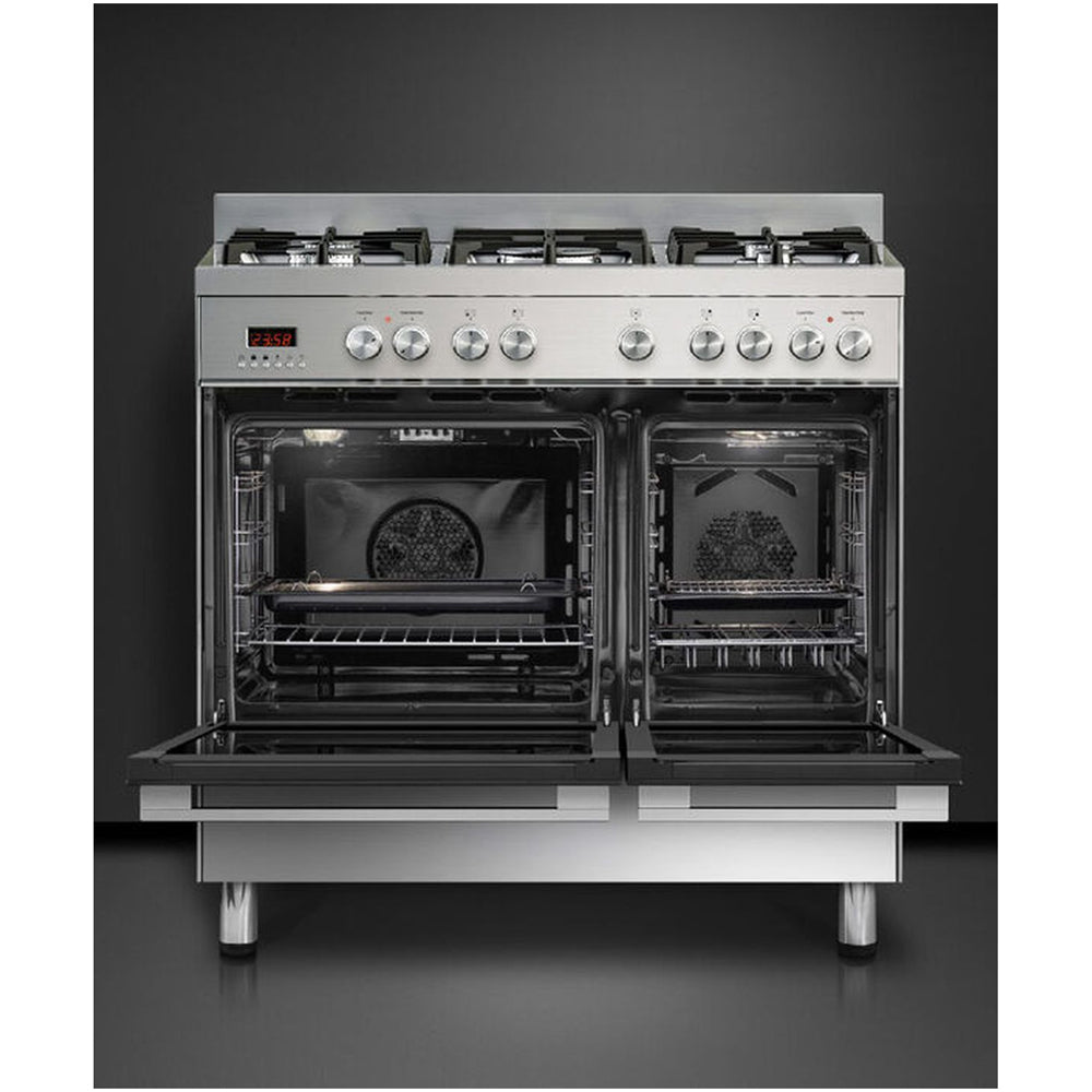 Fisher and Paykel OR90L7DBGFX1 Series 7 Contemporary Dual Fuel Range Cooker With Gas Hob Stainless Steel
