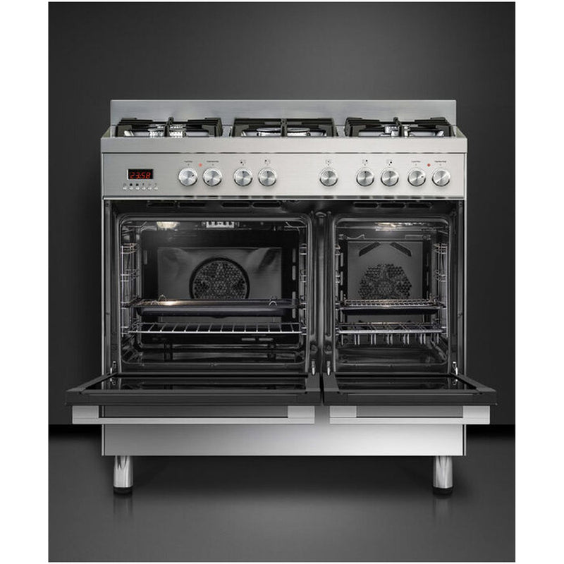 Fisher and Paykel OR90L7DBGFX1 Series 7 Contemporary Dual Fuel Range Cooker With Gas Hob Stainless Steel