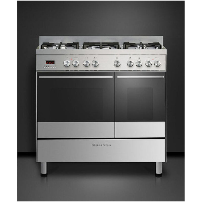 Fisher and Paykel OR90L7DBGFX1 Series 7 Contemporary Dual Fuel Range Cooker With Gas Hob Stainless Steel