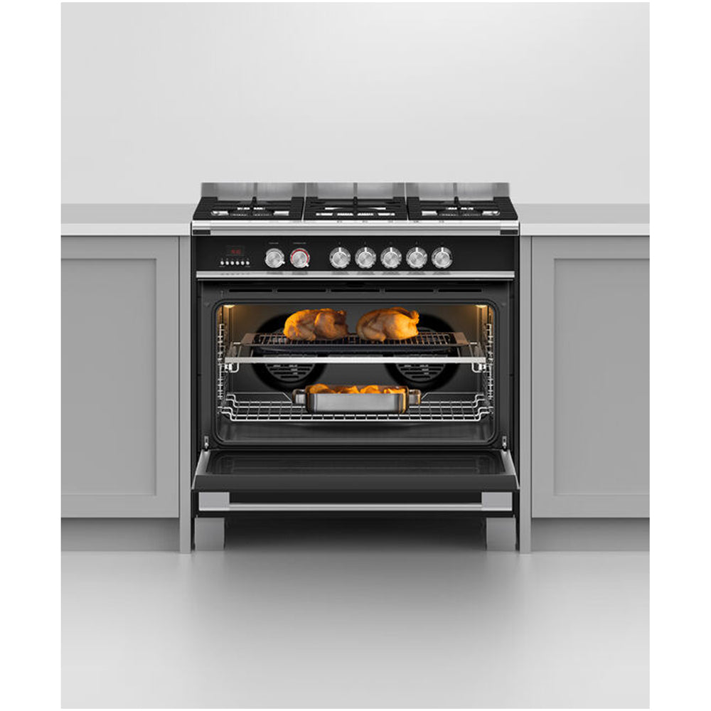 Fisher and Paykel OR90SCG4B1 Series 7 Classic Dual Fuel Range Cooker With Single Oven Black