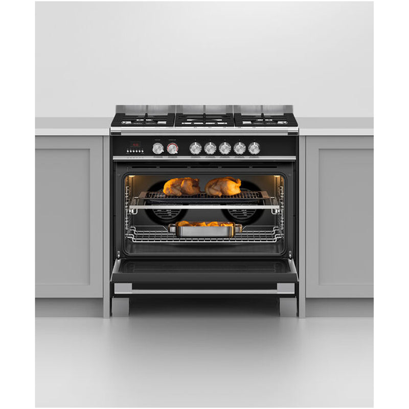 Fisher and Paykel OR90SCG4B1 Series 7 Classic Dual Fuel Range Cooker With Single Oven Black