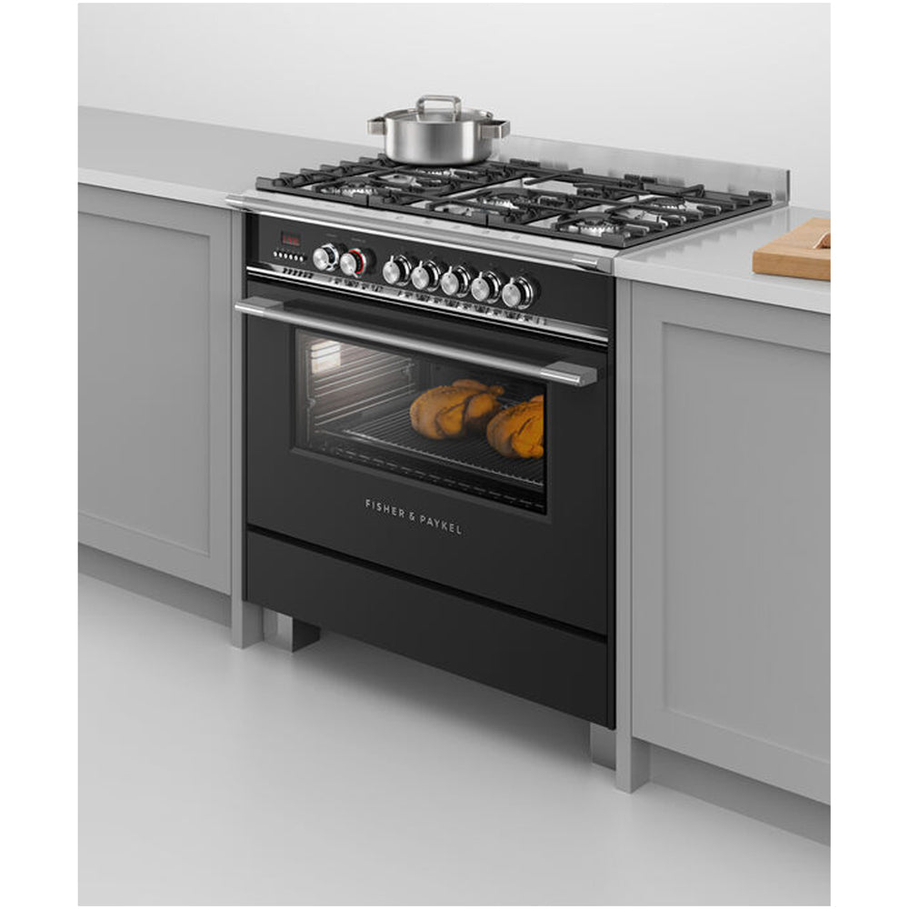 Fisher and Paykel OR90SCG4B1 Series 7 Classic Dual Fuel Range Cooker With Single Oven Black