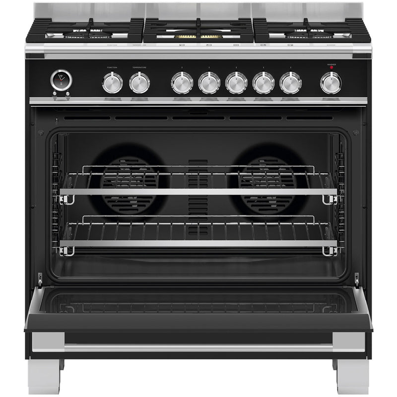 Fisher and Paykel OR90SCG6B1 Classic Single Oven Dual Fuel Range Cooker With Pyrolytic Cleaning Black