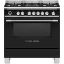 Fisher and Paykel OR90SCG6B1 Classic Single Oven Dual Fuel Range Cooker With Pyrolytic Cleaning Black
