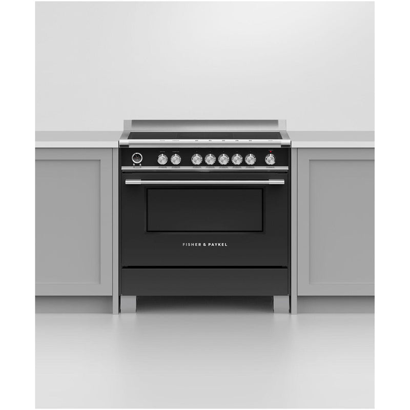 Fisher and Paykel OR90SCI6B1 Series 9 Classic Single Oven Induction Range Cooker With Pyrolytic Cleaning Black