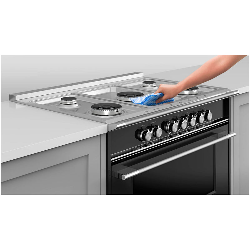 Fisher and Paykel OR90SDG4X1 Series 7 Contemporary Dual Fuel Range Cooker With Gas Hob Stainless Steel