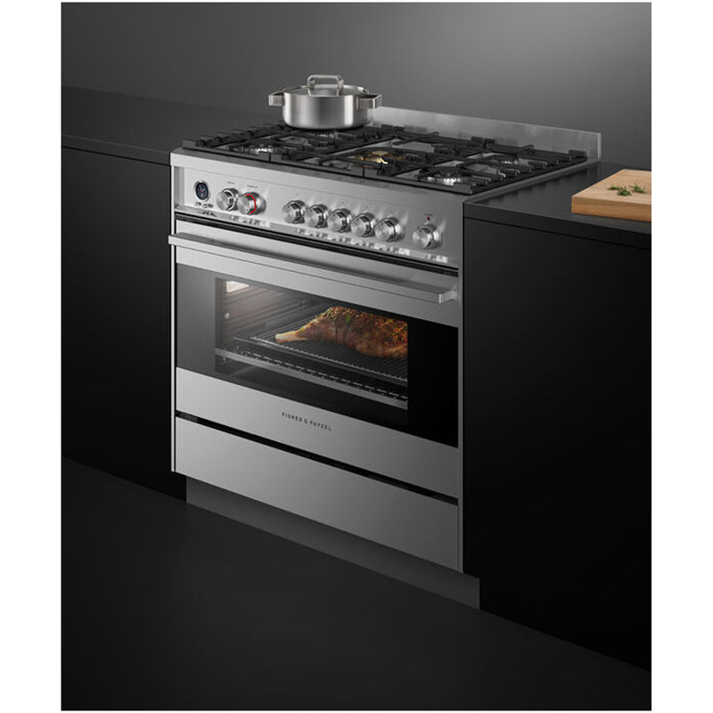 Fisher and Paykel OR90SDG6X1 Series 9 Dual Fuel Range Cooker with Gas Hob and Pyrolytic Cleaning Stainless Steel