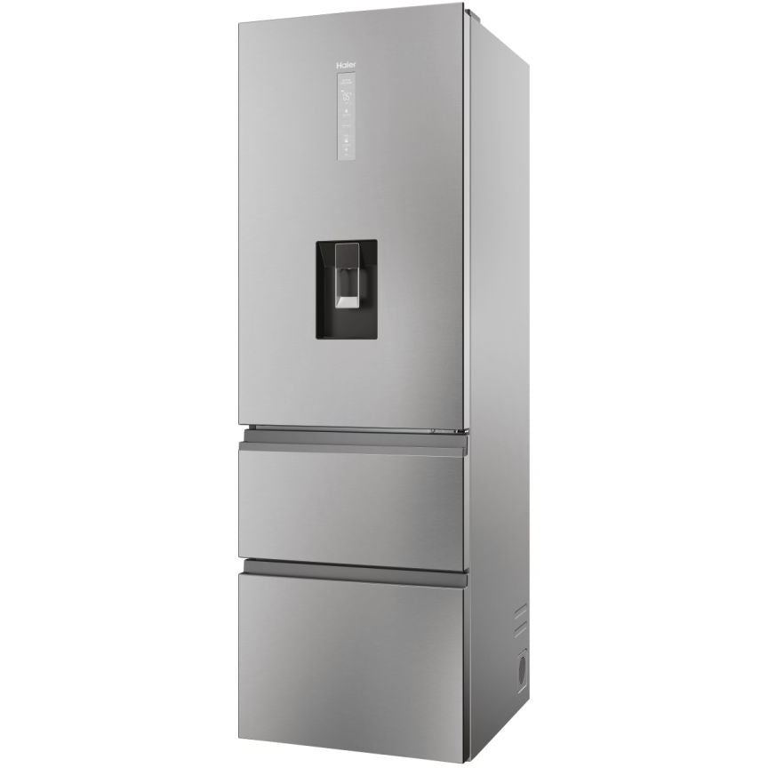 Haier 3D 60 Series 5 HTW5618EWMG Wifi Connected Total No Frost Freestanding Fridge Freezer - Stainless Steel - E Rated Silver