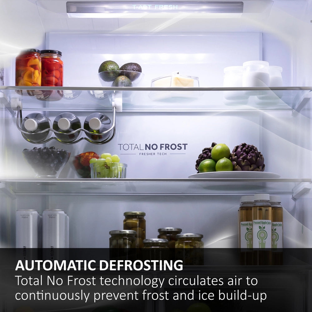Haier 3D 60 Series 5 HTW5618EWMG Wifi Connected Total No Frost Freestanding Fridge Freezer - Stainless Steel - E Rated Silver