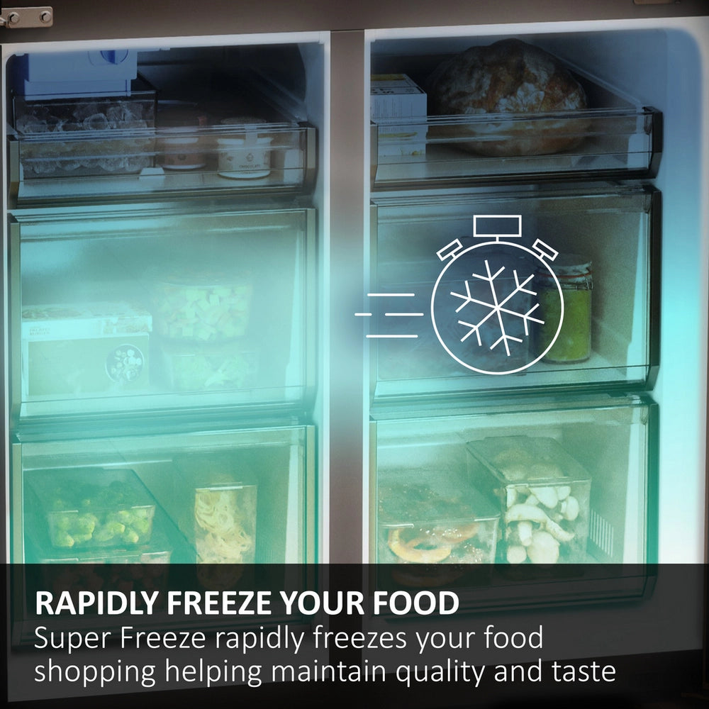 Haier 3D 60 Series 5 HTW5618EWMG Wifi Connected Total No Frost Freestanding Fridge Freezer - Stainless Steel - E Rated Silver