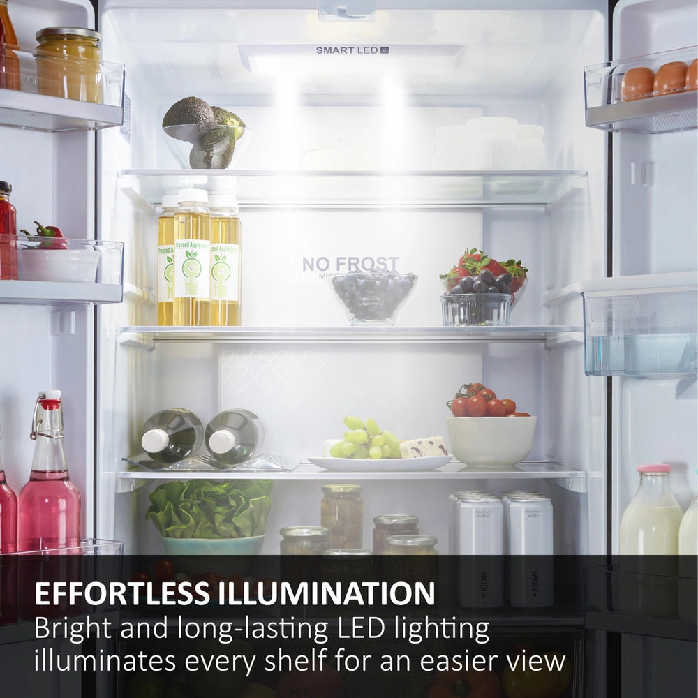Haier 3D 60 Series 5 HTW5618EWMG Wifi Connected Total No Frost Freestanding Fridge Freezer - Stainless Steel - E Rated Silver