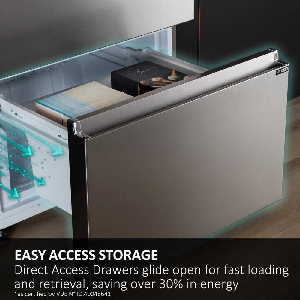 Haier 3D 60 Series 5 HTW5618EWMG Wifi Connected Total No Frost Freestanding Fridge Freezer - Stainless Steel - E Rated Silver