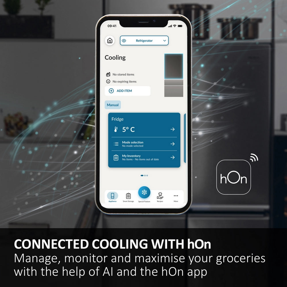 Haier 3D 60 Series 5 HTW5618EWMG Wifi Connected Total No Frost Freestanding Fridge Freezer - Stainless Steel - E Rated