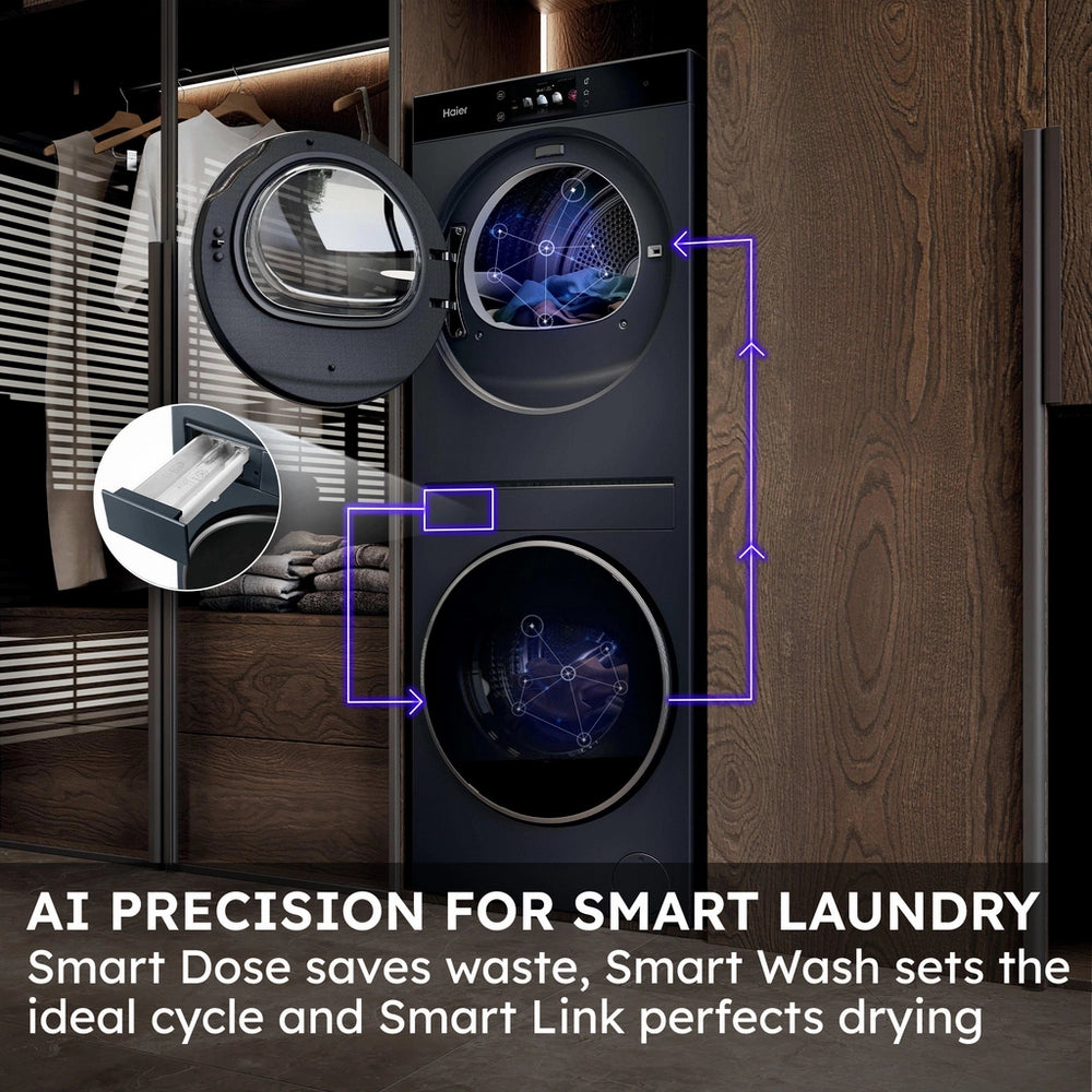 Haier Couture CLC108-GNU1-UK WiFi Connected 10Kg/8Kg 1400 Spin Heat Pump Washer Dryer with - Graphite Graphite