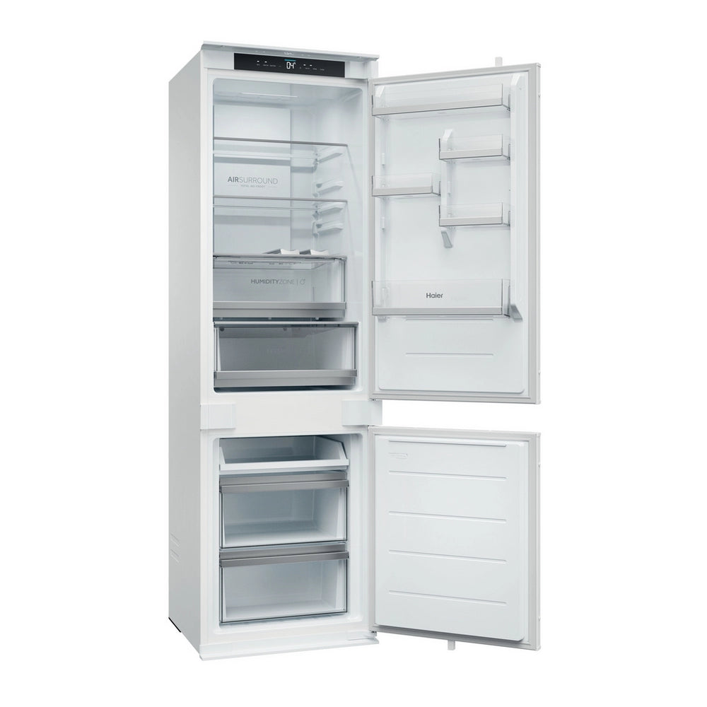 Haier HBQW5518EK-UK 177cm 70/30 Integrated Total No Frost Fridge Freezer with Sliding Door Hinge White - E Rated