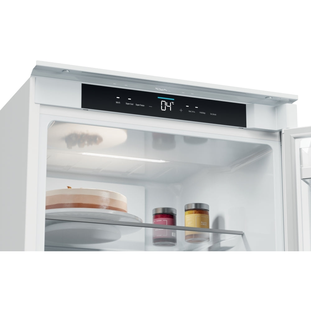 Haier HBQW5518EK-UK 177cm 70/30 Integrated Total No Frost Fridge Freezer with Sliding Door Hinge White - E Rated