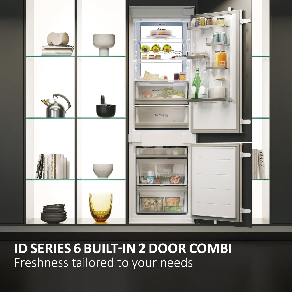 Haier HBW7518CTK 177cm 70/30 Integrated Total No Frost Fridge Freezer with Sliding Door Hinge White - C Rated White