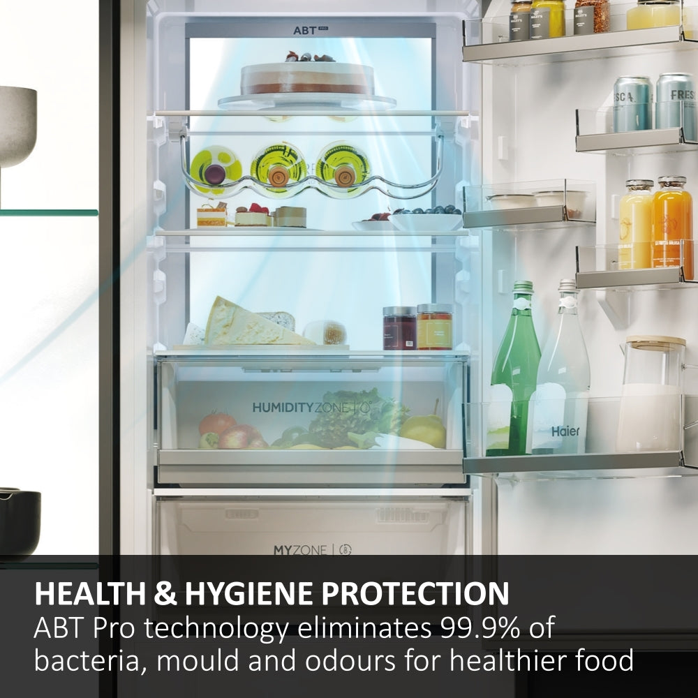 Haier HBW7518CTK 177cm 70/30 Integrated Total No Frost Fridge Freezer with Sliding Door Hinge White - C Rated White