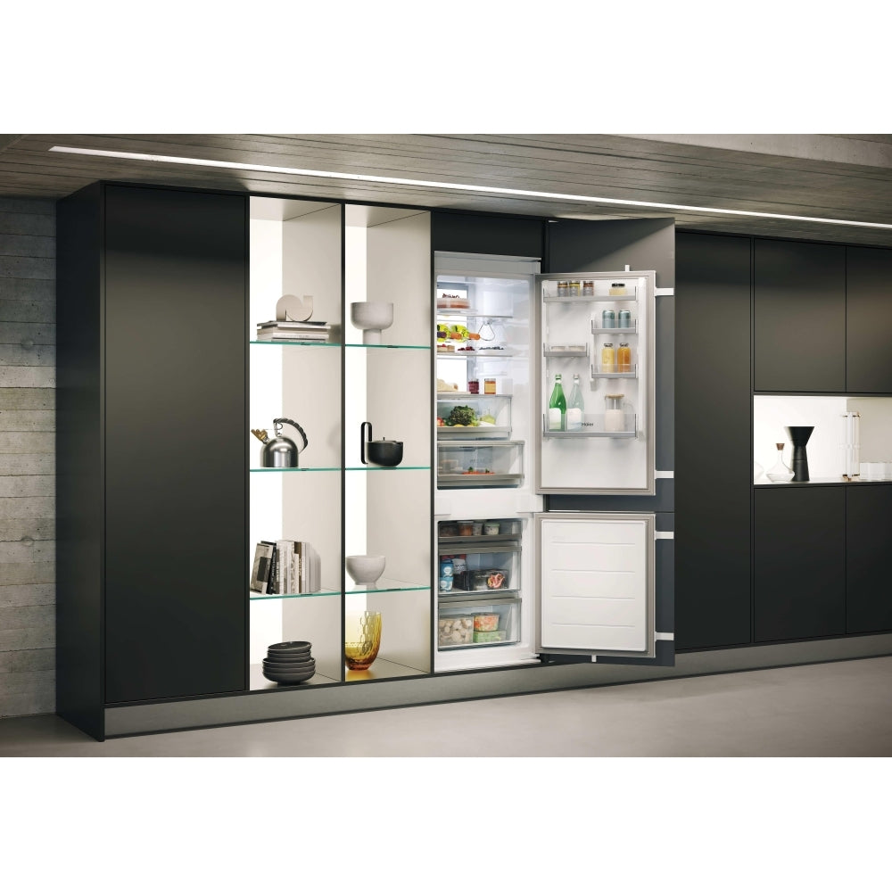 Haier HBW7518CTK 177cm 70/30 Integrated Total No Frost Fridge Freezer with Sliding Door Hinge White - C Rated White