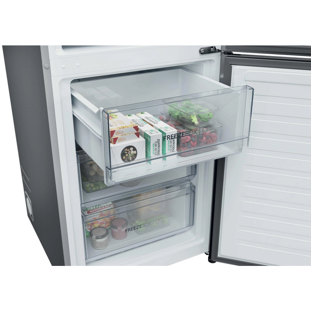 Haier HDPR3618DNPK 185cm High 60/40 Freestanding Frost Free Fridge Freezer - Stainless Steel Silver
